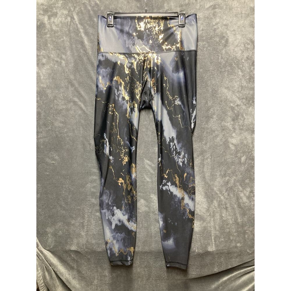 Old Navy Active Extra High Rise Go-Dry Leggings L Marble Liquid Gold Athleisure